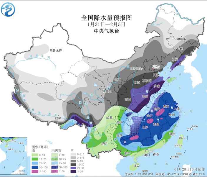 局部降雪具極端性 中國新年前暴雪將襲十省