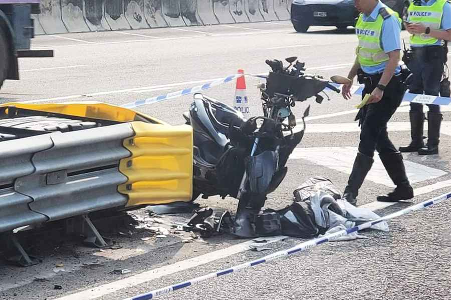 鐵騎猛撼屯公轉車站防撞欄 鐵騎士送院不治