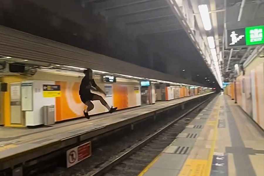 【有片】火炭站月台玩飛躍道 港鐵：已報警