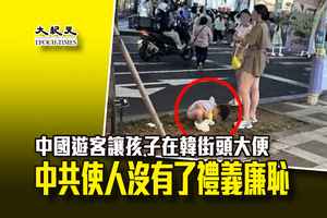 中國遊客讓孩子在韓街頭大便 中共使人沒有了禮義廉恥