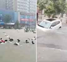 暴雨再襲鄭州  部份路段積水嚴重乘車如「乘船」