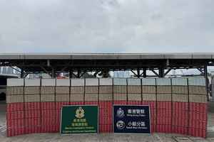 警方聯海關於梅窩打擊走私 檢近200箱私煙