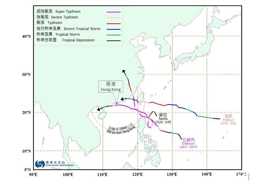 熱帶氣旋名單更新 增3新名「布里」、「海星」及「天馬」