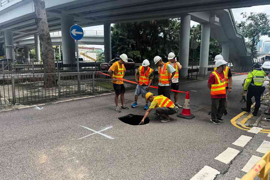 灣仔告士打道路面下陷 多條過海巴士改道
