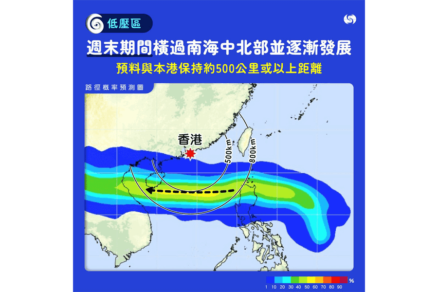 天文台：位於呂宋低壓區將成熱帶氣旋 料今晚掛一號