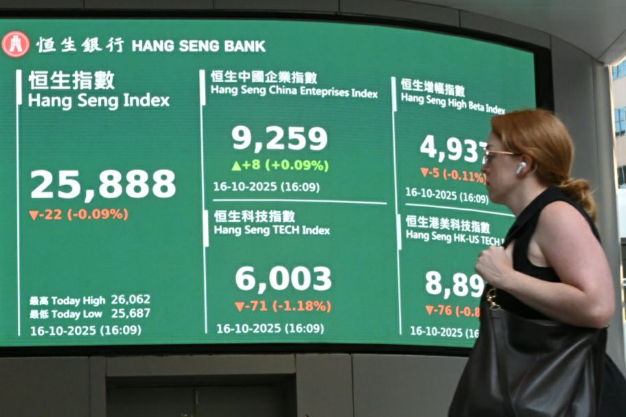 恒指今(16日)跌22點,收市報25,888點。(郭威利/大紀元)