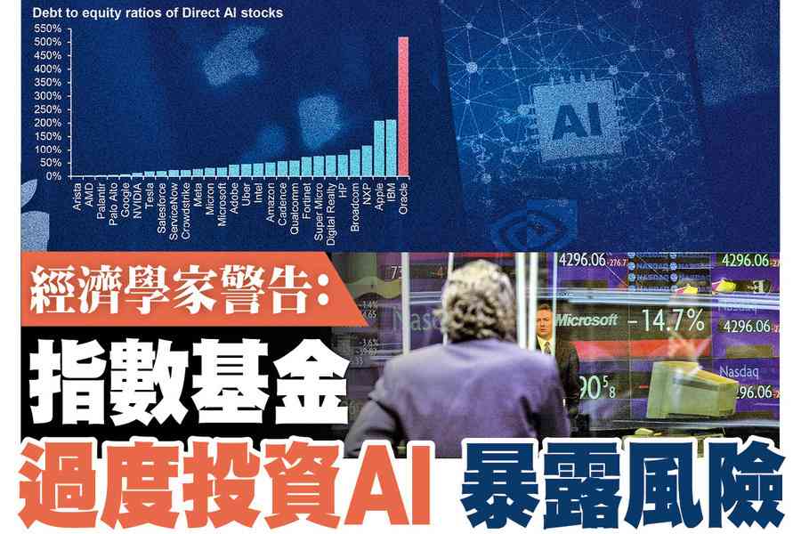 【A1頭條】經濟學家警告：指數基金過度投資AI 暴露風險
