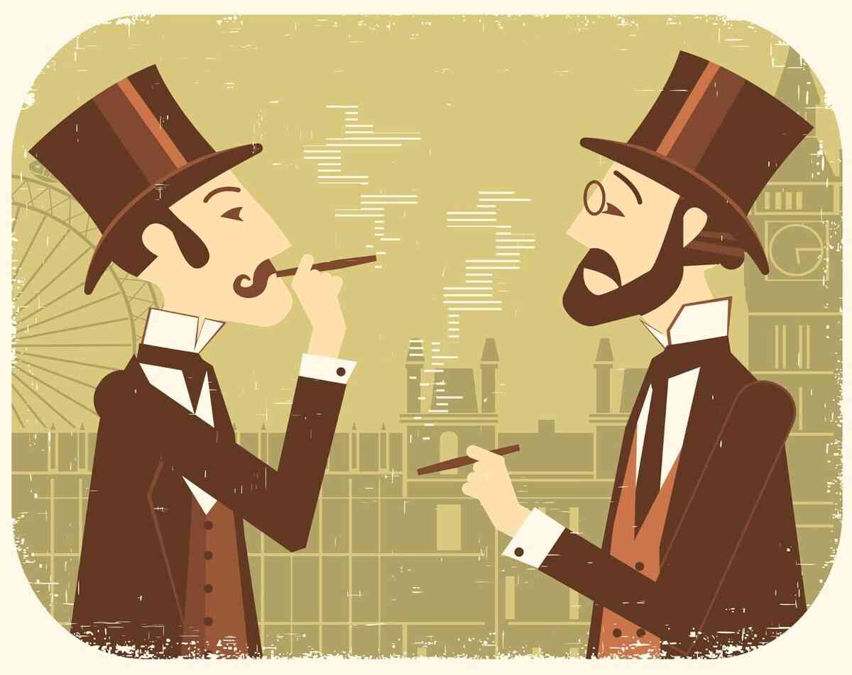 漫畫中兩位紳士在吸煙對視。(Tancha / shutterstock)