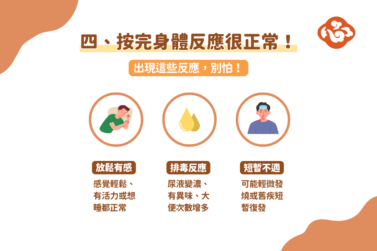 足部按摩後的生理反應屬正常現象,無需過度擔心。(醫道心傳製作組製圖)