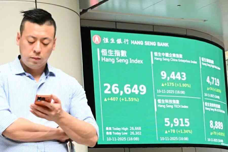 恒指抽高407點、科指漲1.3% 成交額2,148億