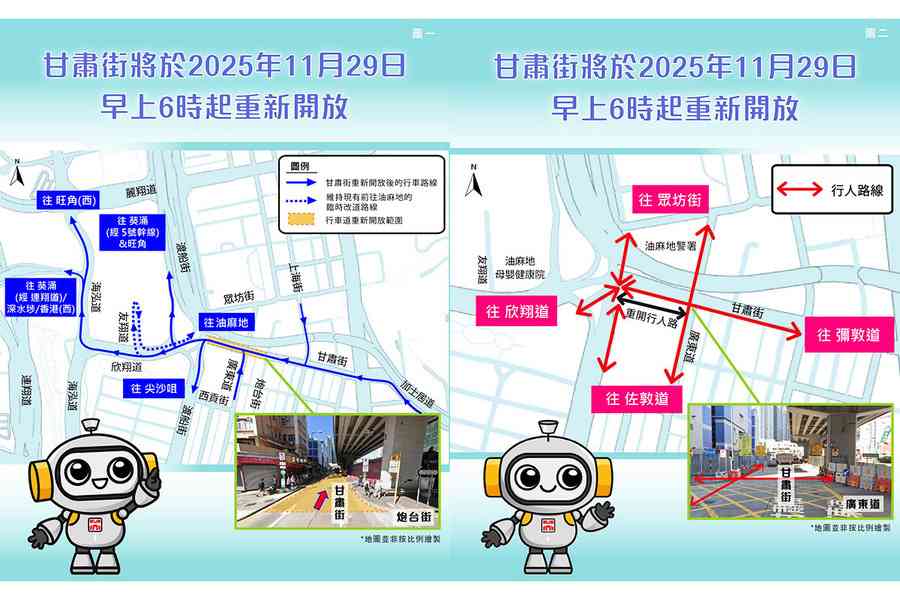 因興建中九龍繞道封閉的甘肅街下周六重開