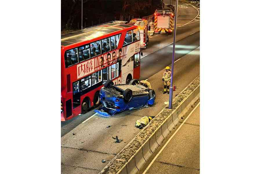 黃大仙及八鄉分別有車翻轉 一男輕傷送院