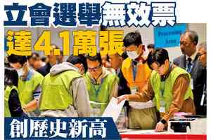 【A1頭條】立會選舉無效票達4.1萬張 創歷史新高