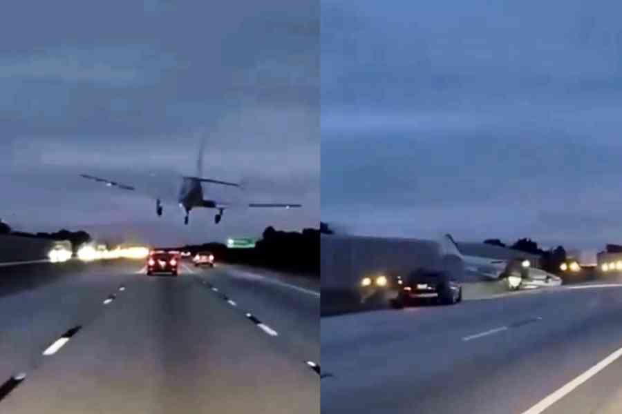 小型飛機迫降美國公路撞向私家車 司機奇蹟生還（有片）
