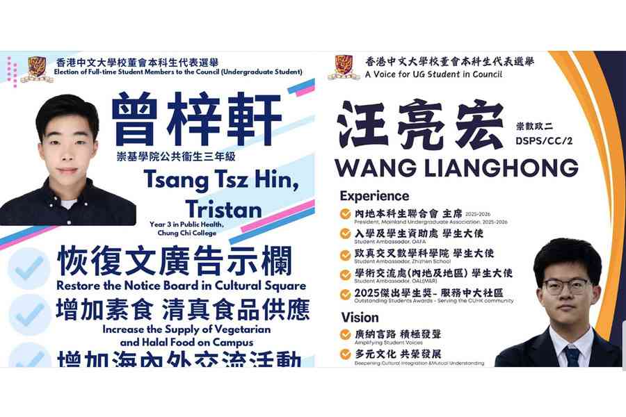 去年投票不足後重選　中大產生本科生校董代表
