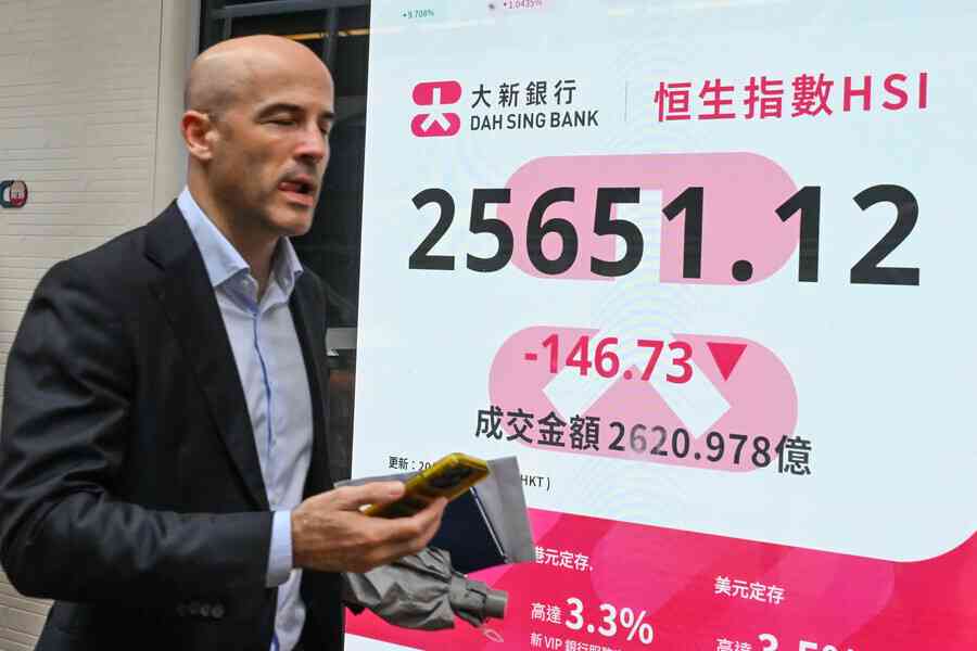 恒指跌146點 中通快遞降逾3%、嗶哩嗶哩挫4.7%