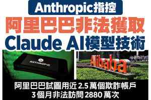 【A1頭條】Anthropic指控阿里巴巴 非法獲取Claude AI模型技術