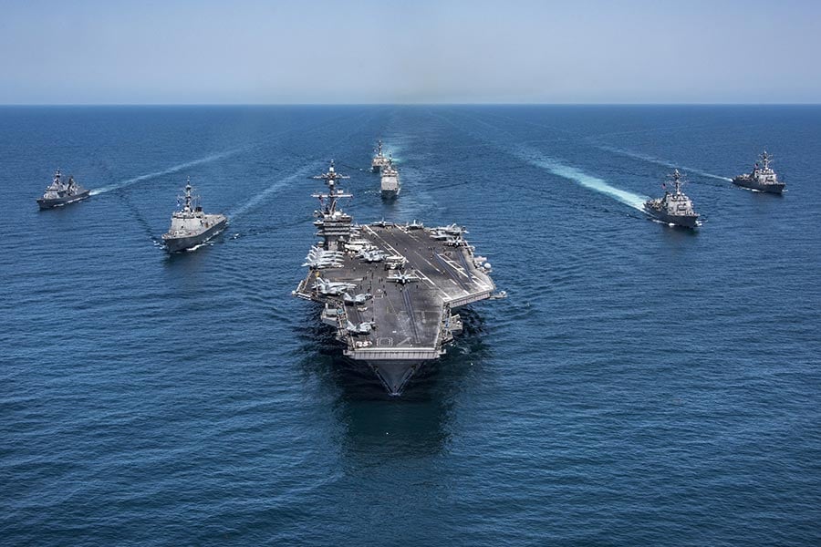 「卡爾文森」號航母航母戰鬥群。（Z.A. Landers/U.S. Navy via Getty Images）