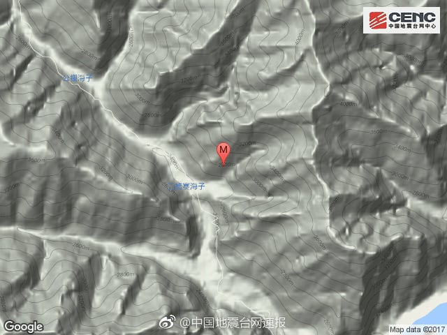 四川地震台記錄到了本次茂縣滑坡事件，經過初步計算，山體滑坡持續約100秒的時間。（網絡圖片）