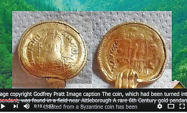貌似瓶蓋 罕見1500年前黃金吊墜被發現