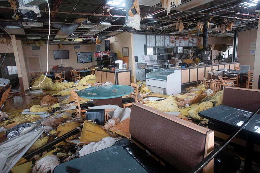 8月26日，哈維颶風襲擊德州，帶來災難性的洪水，使得部份地區遭受嚴重破壞。（DANIEL KRAMER/AFP/Getty Images）