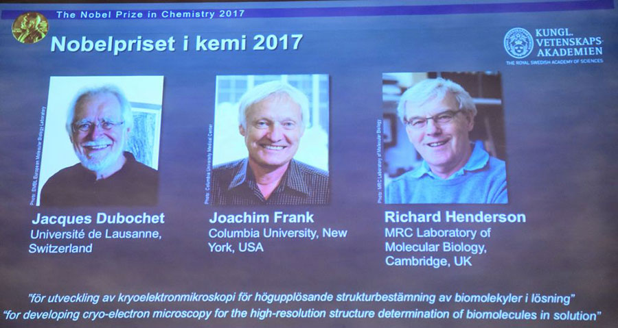 開發冷凍電鏡技術 三人獲諾貝爾化學獎