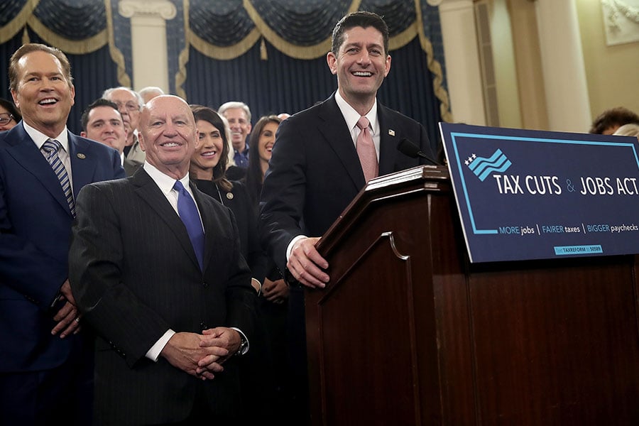 多位共和黨眾議員對國會通過這個三十年來最大稅改信心十足。（Win McNamee/Getty Images）
