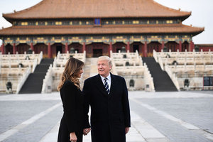 特朗普與夫人抵北京故宮 習伉儷迎接