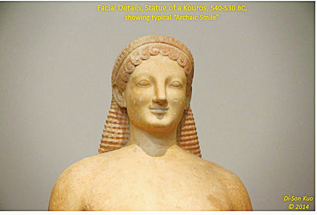 許多雕像的臉上，都有一種既安詳、又帶些神秘性的笑容，藝術史家稱之為「archaic smile」（古風式的微笑）。（行雲提供）