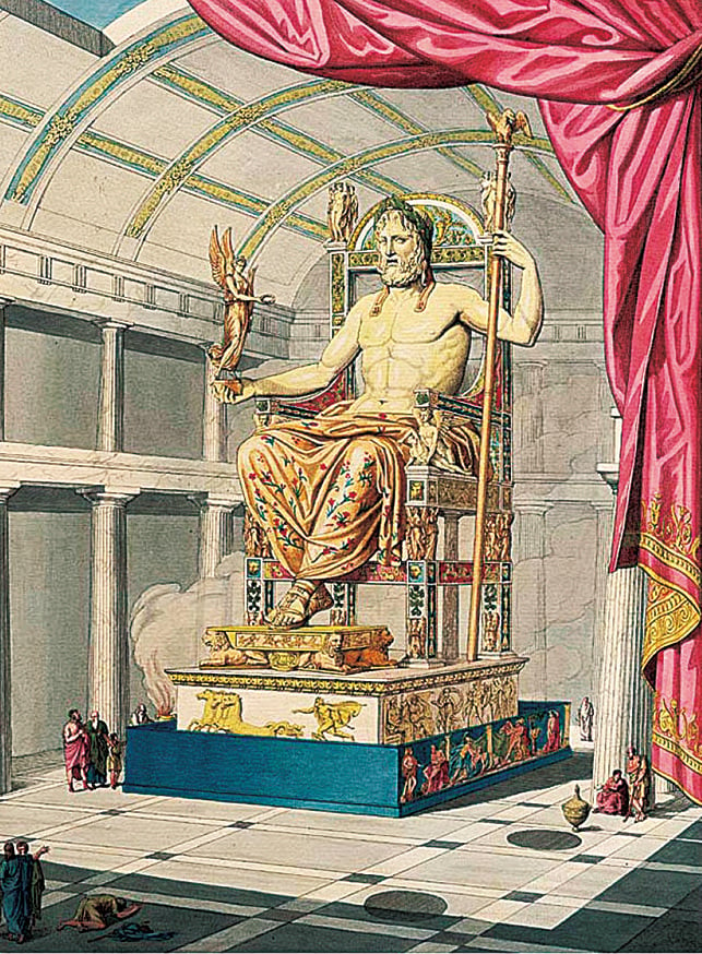 奧林匹亞宙斯雕像是一個巨大的坐像，高約13米（43呎），由希臘雕塑家菲迪亞斯（Pheidias,約公元前480年～前430年）於公元前435年左右在希臘奧林匹亞聖殿製造，並在那裏建立了宙斯神廟。