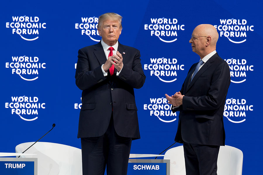 周五（1月26日），美國總統特朗普在達沃斯世界經濟論壇上發表演講，在突出「美國優先不是美國孤立」的前提下，再次強調美國不再當中國（共）等「掠奪性」貿易行為的受害者。（World Economic Forum/Sandra Blaser）