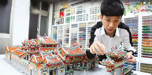 用四萬個樂高零件組合「龍山寺」 台灣青年樂高作品令人驚嘆