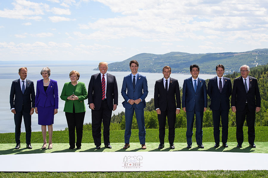 G7領袖合照。（Leon Neal/Getty Images）