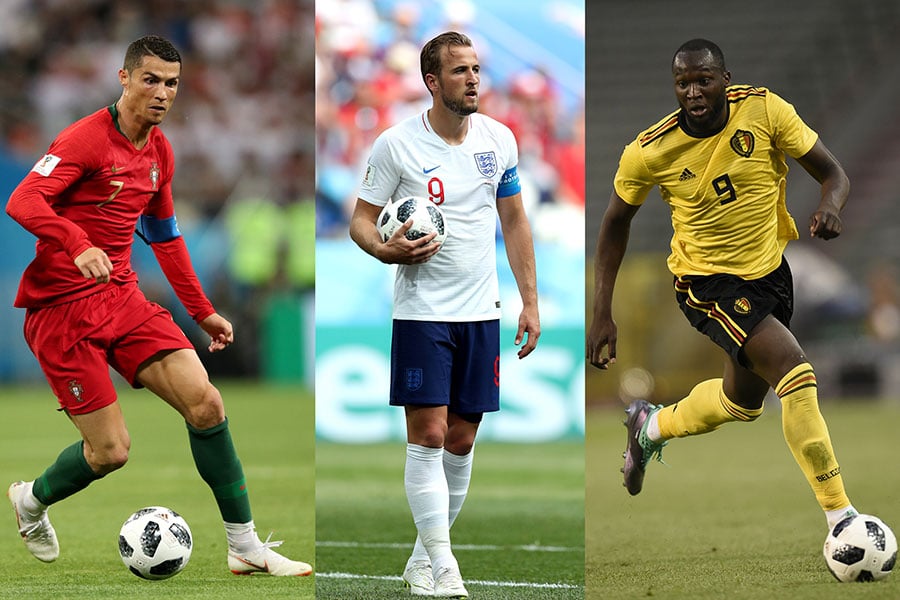 外界預料，（左至右）C朗、英格蘭隊長哈利卡尼和比利時前鋒盧卡古，是本屆世界杯金靴獎的熱門人選。（AFP、Getty Images／大紀元合成）