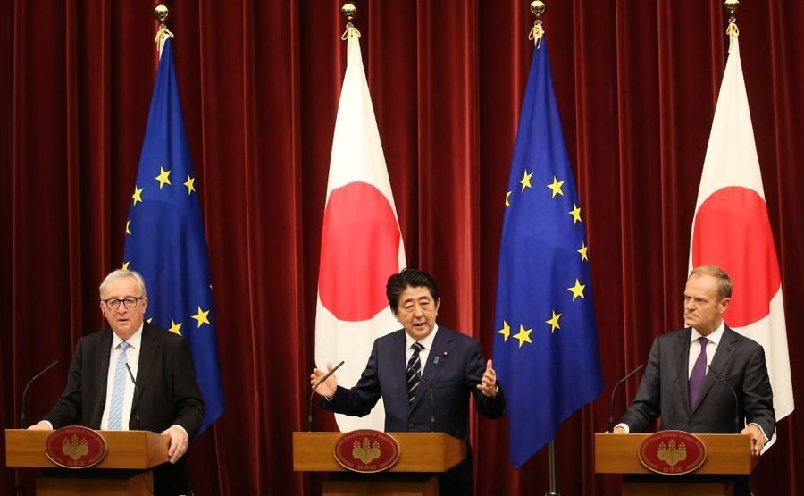 歐盟和日本簽署歷史性自貿協定