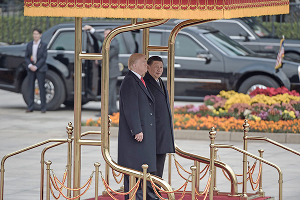 圖為特朗普和習近平2017年11月在北京。（Getty Images）