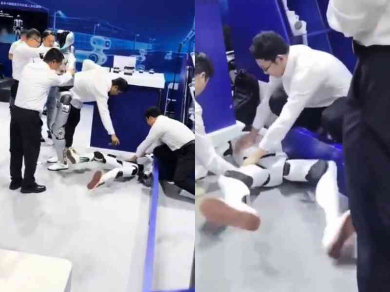 北京機械人大會翻車 機械人失控狂蹬腿