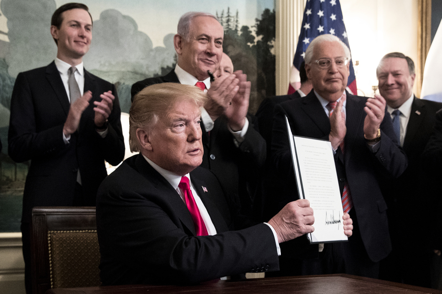 特朗普簽公告 正式承認以色列對戈蘭高地主權