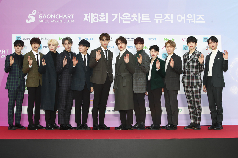 南韓人氣男團SEVENTEEN出席第8屆Gaon Chart K-POP大獎紅毯資料圖片。（Chung Sung-Jun/Getty Images）