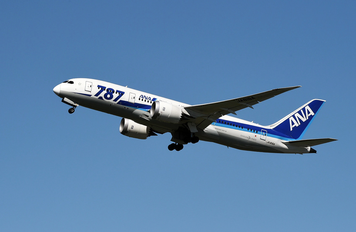 日本全日空航空公司的波音787夢幻客機。（TOSHIFUMI KITAMURA/AFP）