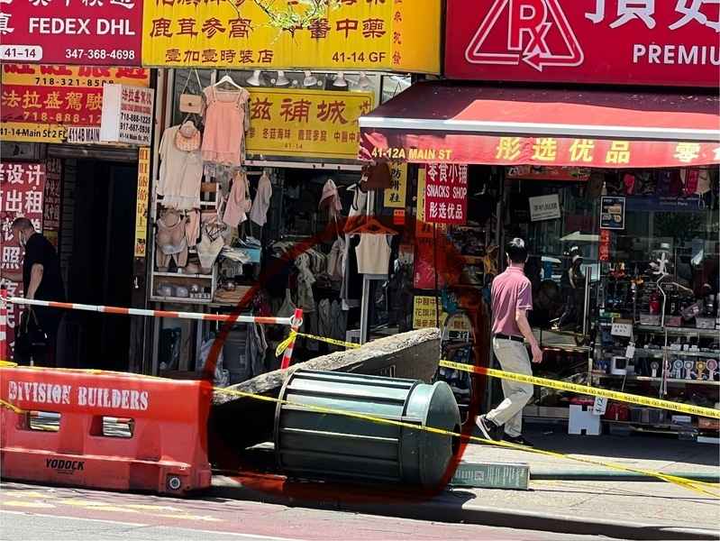 天氣太熱 法拉盛變電器爆炸 掀翻行人路水泥板
