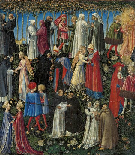 喬凡尼·第·保祿（Giovanni di Paolo）的作品《天堂》，1445年。蛋彩、金、畫布，轉繪至木板。羅傑斯基金（Rogers Fund），1906年；大都會藝術博物館，紐約。（The Metropolitan Museum of Art提供）