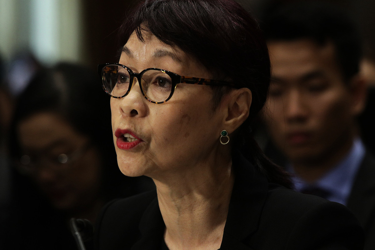 2019年9月17日當地時間，中國人權」執行主任譚競嫦在美國國會關於《香港人權與民主法案》聽證會上發言。（Alex Wong/Getty Images）