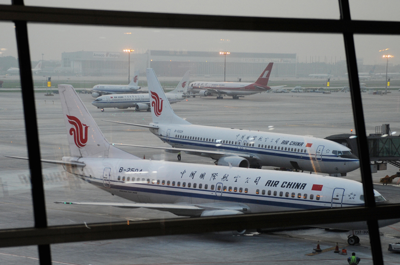 9月21日，中國各地機場航班大面積被取消。（MARK RALSTON/AFP/Getty Images）