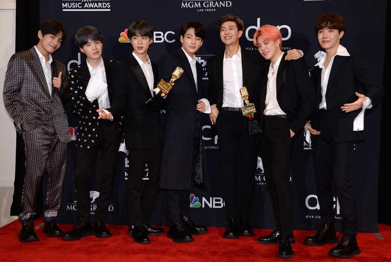 南韓人氣男團防彈少年團（BTS）出席2019 Billboard Music Awards資料照。 （BRIDGET BENNETT/AFP/Getty Images）