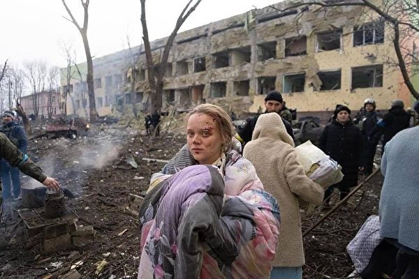 3月19日，烏克蘭軍方公布居民區被俄軍轟炸的圖片。（烏克蘭國防部）