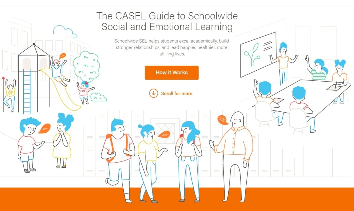 CASEL網站上的截圖，CASEL網站是倡導「社會和情緒能力學習」（SEL）的領先機構之一。（schoolguide.casel.org）