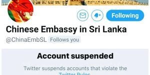 中共駐斯里蘭卡大使館官方推特帳號被禁