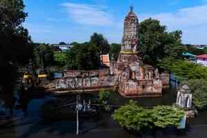 泰國大城府洪水泛濫 數十座古廟被淹（多圖）