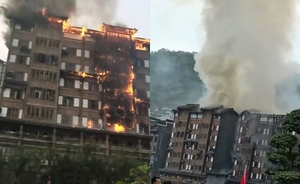 貴州茅台鎮居民樓大火 火勢延燒6層樓
